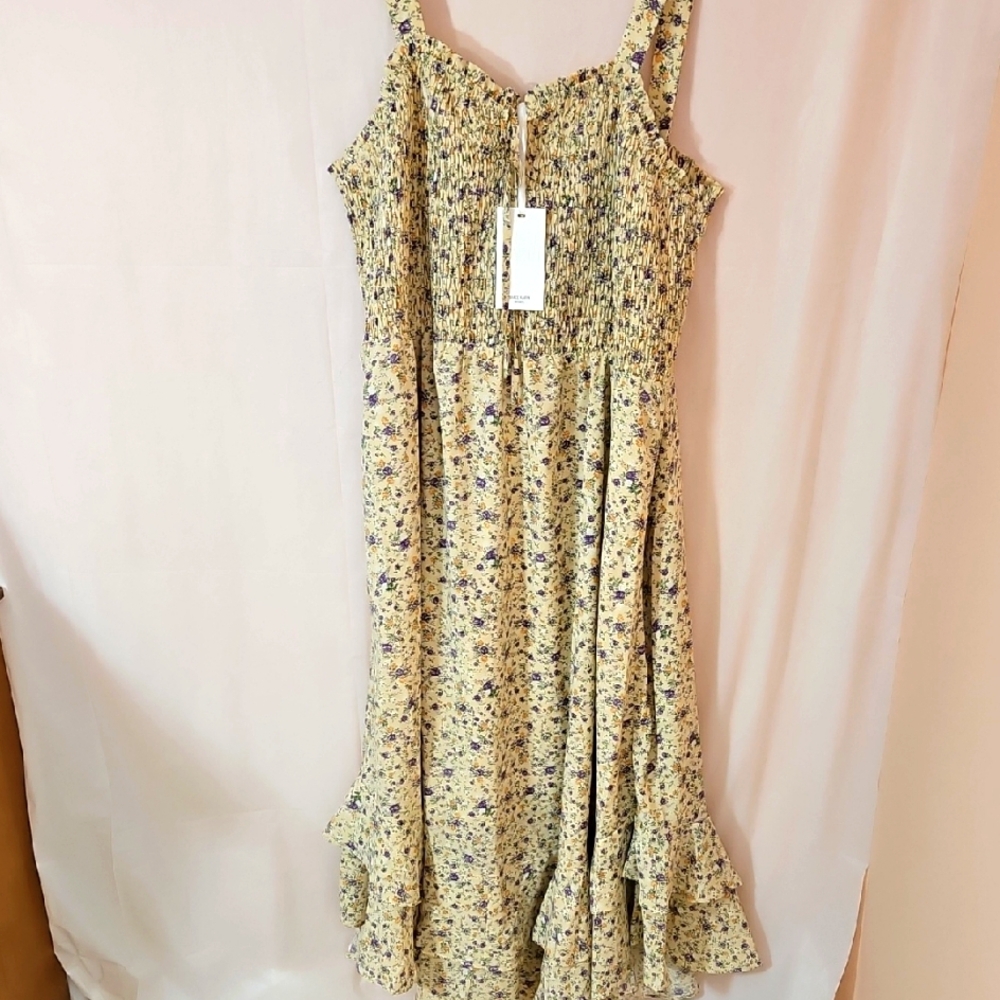 Smocked Floral Maxi Sun Dress with Ruffle Hem 2XL